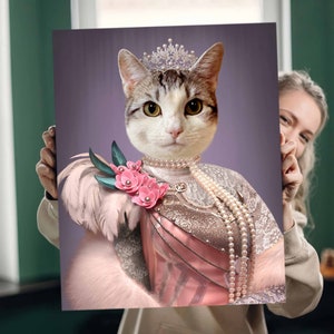 Renaissance Pet Portrait from Photo, Pet Cartoon, Personalized Royal Pet Portrait, Royal Cat Dog Portrait, Pet Lover Gift, Cat Woman Gift
