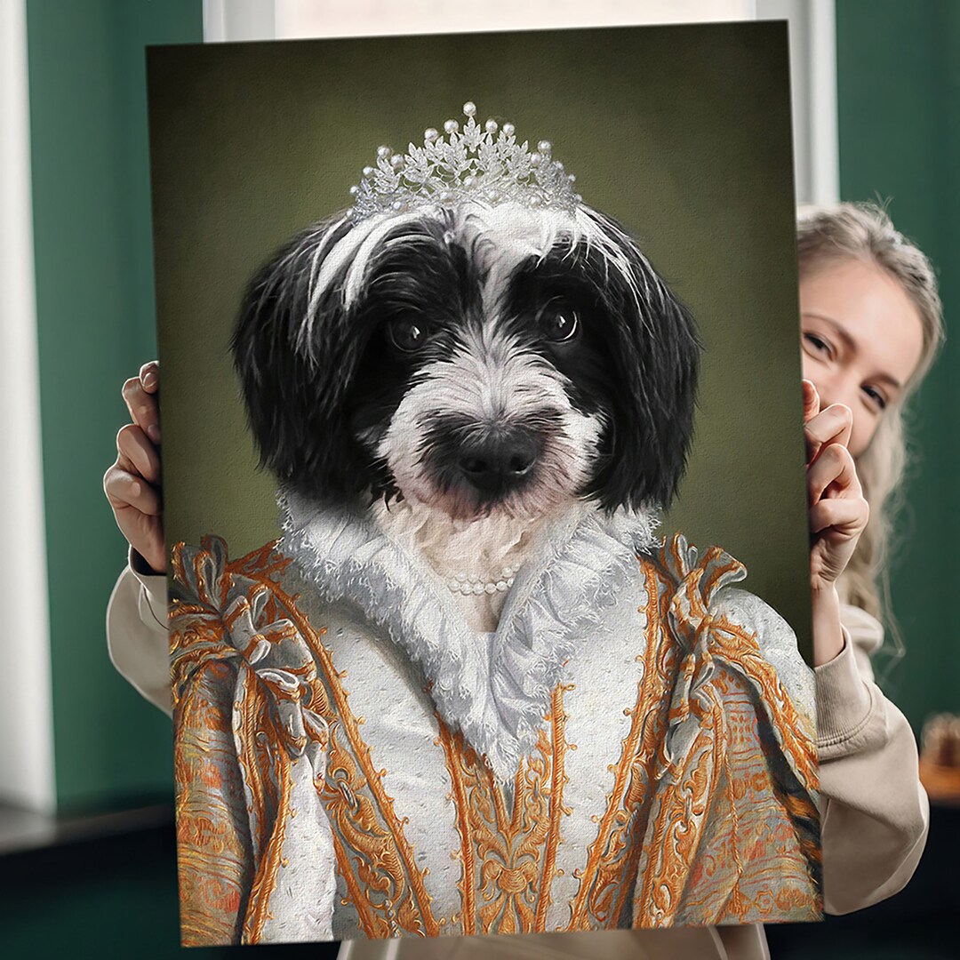 Custom Pet Portrait, Royal Pet Portrait, King Cat Queen Cat Wall Pet