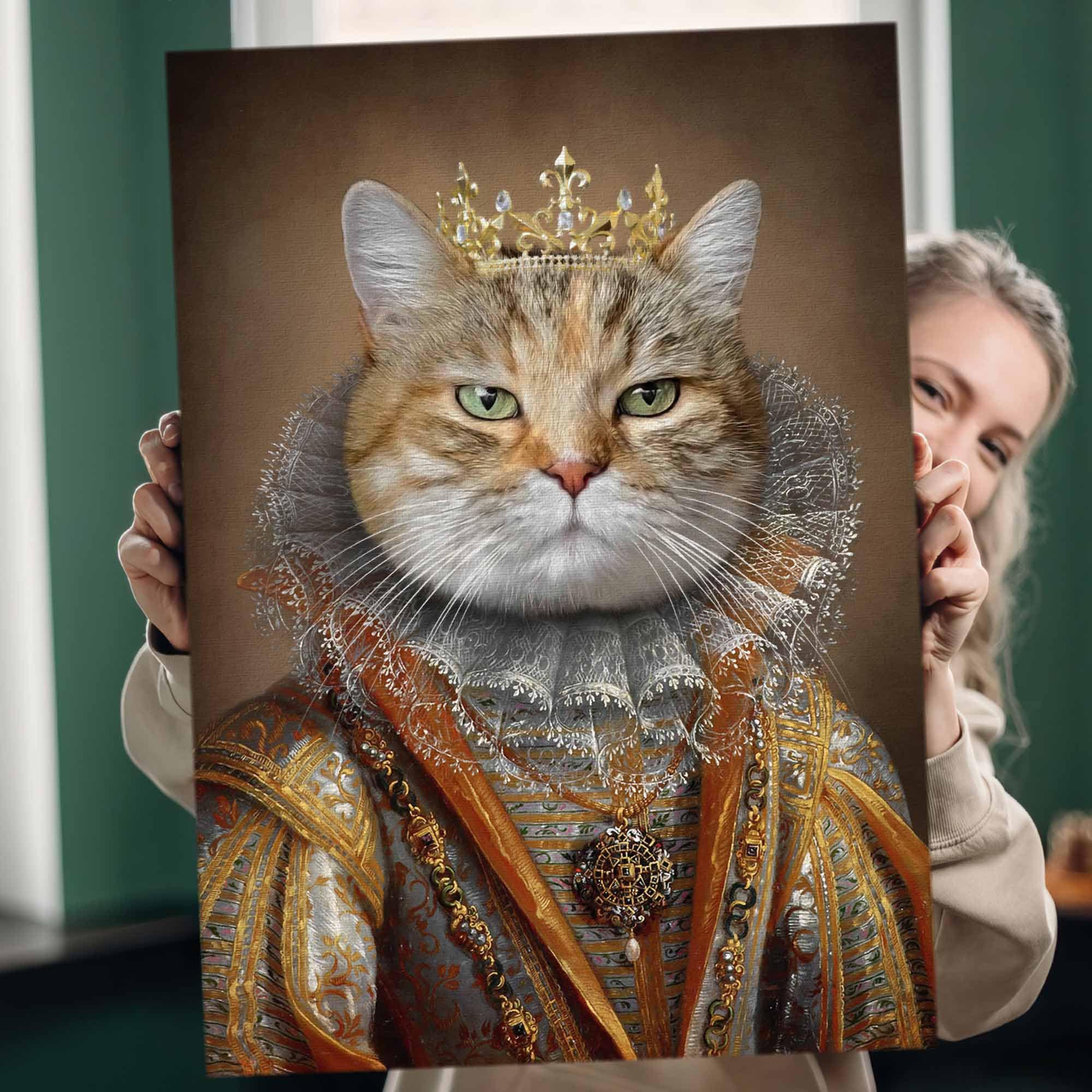Custom Pet Portrait Royal Pet Portrait King Cat Queen Cat Etsy Canada