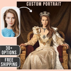 Custom Renaissance Portrait From Photo, Royal Portrait, Historical Portrait, Royal Portrait, Human Portrait Custom Gift For Women Or Men