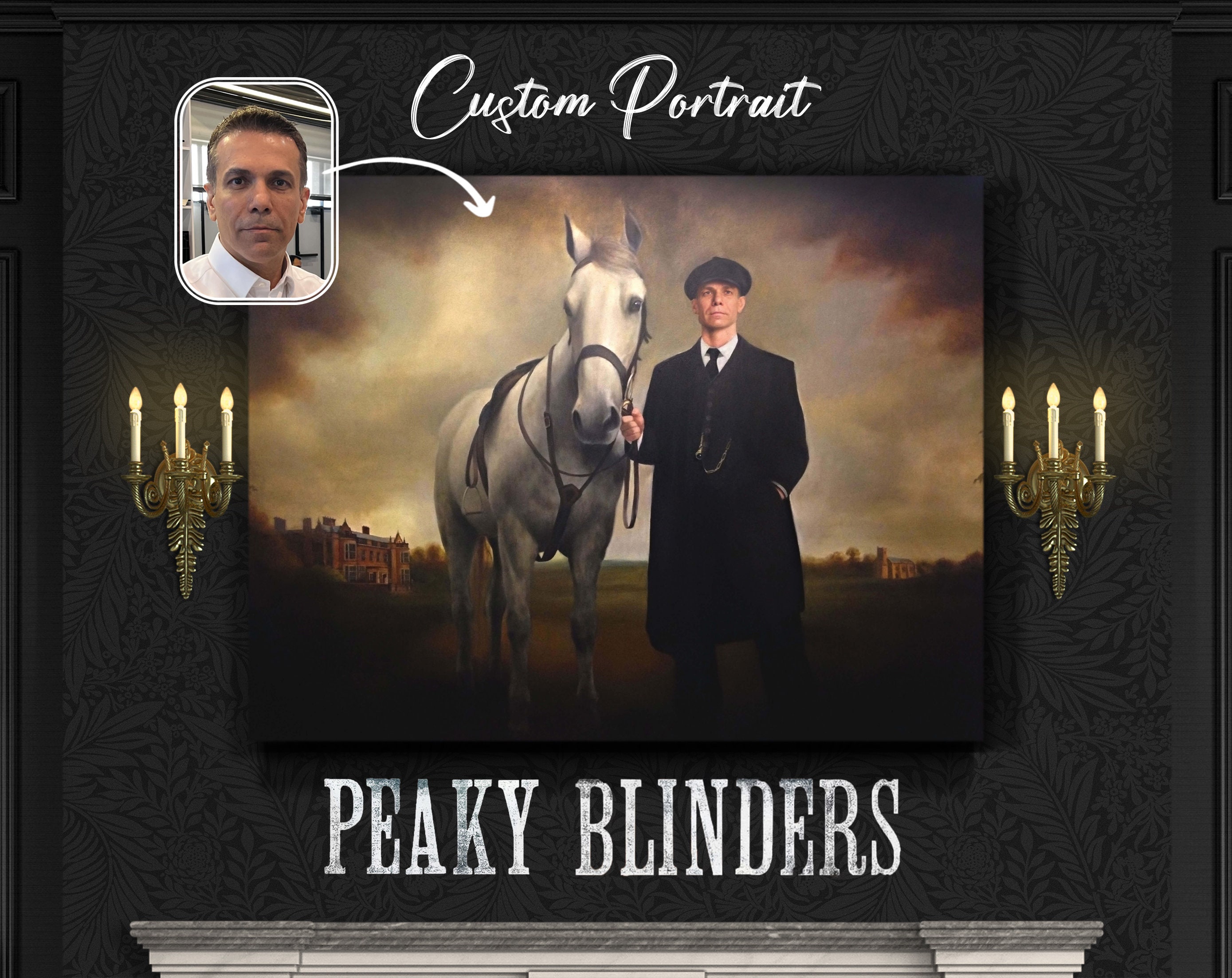 Retrato de Peaky Blinders, presente de Peaky Blinders com foto, fã de Thomas Shelby, presente para amante de Peaky Blinders, presente para fã de Peaky Blinders