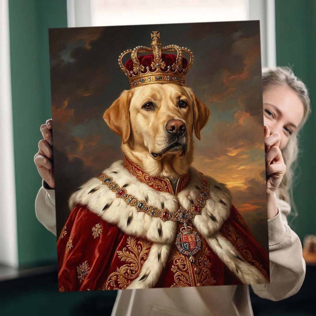Custom Royal Pet Portrait - Personalized Dog or Cat King Canvas - Regal ...