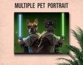 Multiple Pet Portrait, Custom Pet Portrait, Royal pet portrait, King Cat, Star Wars, Wall Pet Portrait, Regal Dog Portrait, Custom Art From, product logo