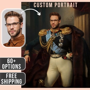 Custom Royal Portrait from Photo, Renaissance Portrait, Historical Painting,  Personalized King Regal Artwork His Majesty, Human Portrait