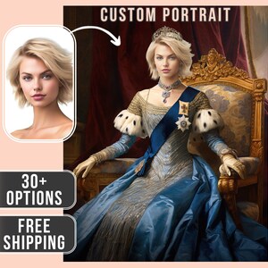Custom Royal Portrait from Photo, Renaissance Portrait, Historical Portrait, custom family portrait Royal Portrait, Birthday gift for her