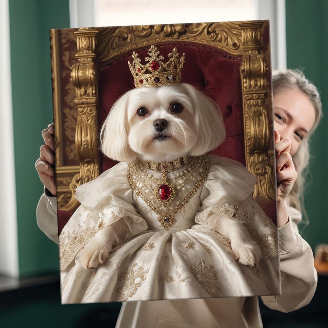 Regal Royal Animal Canvas Painting From Photo, Custom Pet Portrait ...