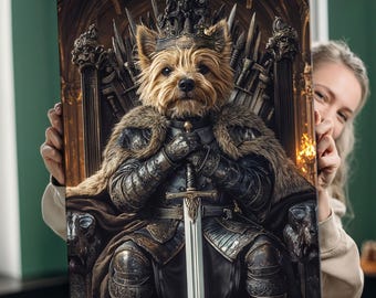 Custom Royal Pet Portrait Painting Canvas, Renaissance Dog Portrait from Photo, Royal Cat King Portrait Painting Digital Art, Portrait Art