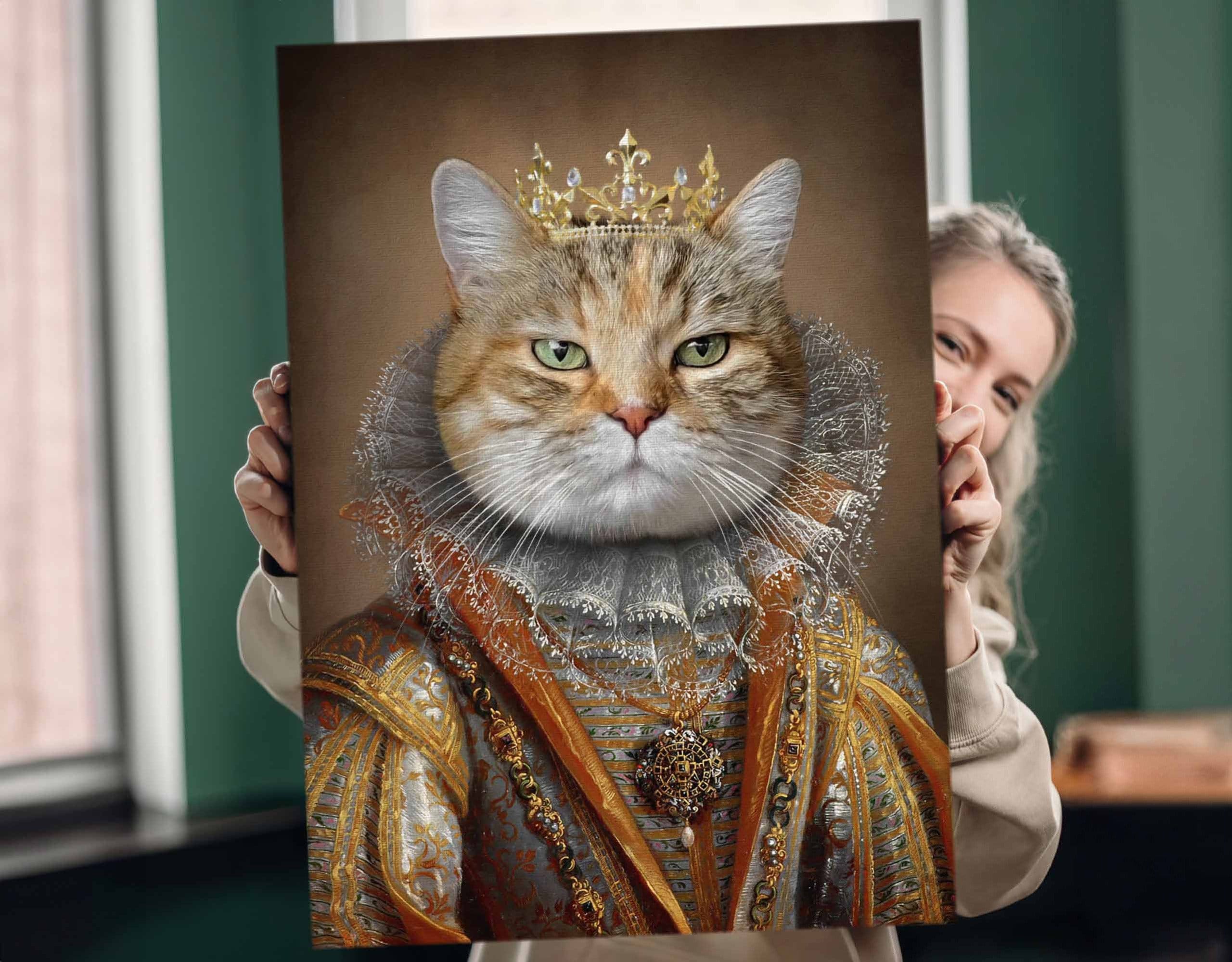 NIESTANDARDOWY PORTRET ZWIERZĄT, Królewski portret zwierzaka, Królewski obraz psa, Prezent dla właścicieli zwierząt, Niestandardowa sztuka ze zdjęcia, Najlepszy pomysł na prezent dla właścicieli zwierząt