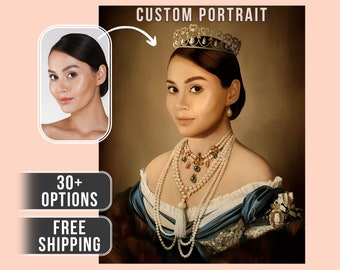 Custom Royal Portrait from Photo | Renaissance Portrait | Historical Portrait | Royal Portrait | Human Portrait | Custom Men Women Portrait