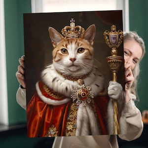 Koninklijk schilderij huisdierportret van foto, aangepaste kattenportret, gepersonaliseerd hondencadeau, huisdier verjaardagscadeau voor haar, kattenmoeder, hondenliefhebber cadeau