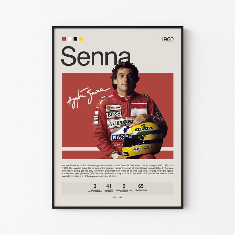 Ayrton Senna Poster, Formula One Poster, F1 Racing Poster, Motorsports ...