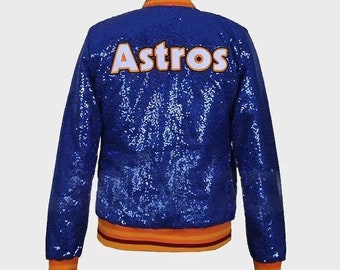 Vintage Houston Astros Navy Rainbow Satin Jacket Extra Small