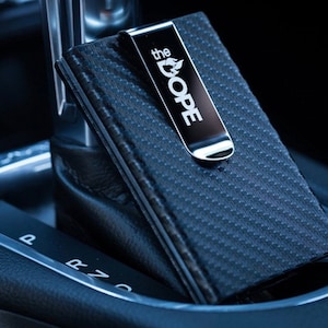 Cartera para hombre, Cartera unisex, Cartera de fibra de carbono, Cartera minimalista, Cartera de tarjeta de crédito emergente, Cartera de cuero, Cartera de cuero delgada