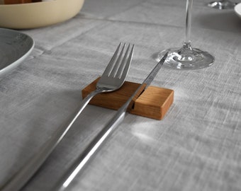 Besteckbank, Besteckhalter, Besteckbänkchen, Besteckunterlage, Eiche, Messerbank aus Holz, Besteckbank aus Holz, Tischgedeck, Gedeck Holz