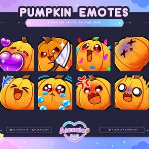 Emote zucca (set da 8) / Emote di Halloween su Twitch / Emote carine, personalizzate e convenienti / Streaming - Twitch, Youtube, Discord