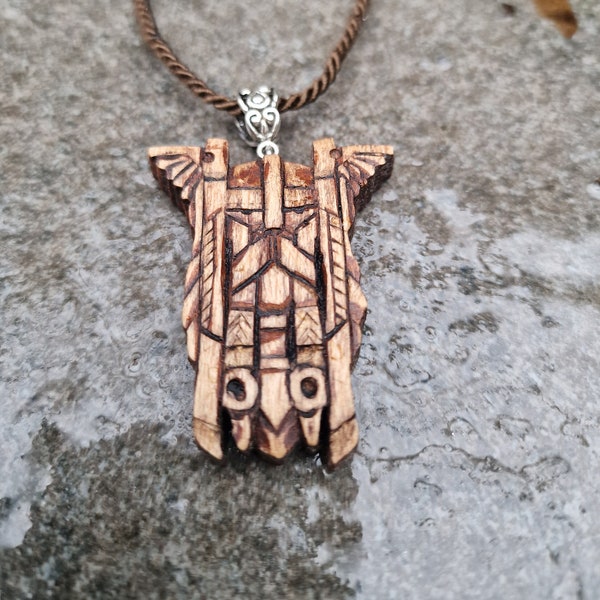 Nordic God - Wooden Necklace, Odin Necklace - Beechwood, Warlord - Nordic Style Necklace, Odin Amulet - Handcrafted Necklace, Protector