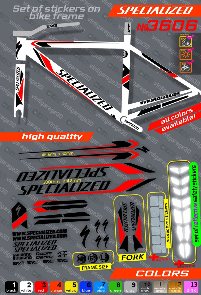 ALL COLORS available!! bike stickers SPECIALIZED rim stickers set
