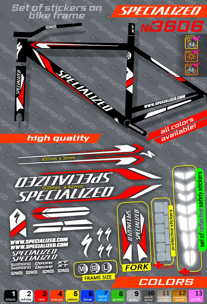 ALL COLORS available!! bike stickers SPECIALIZED rim stickers set