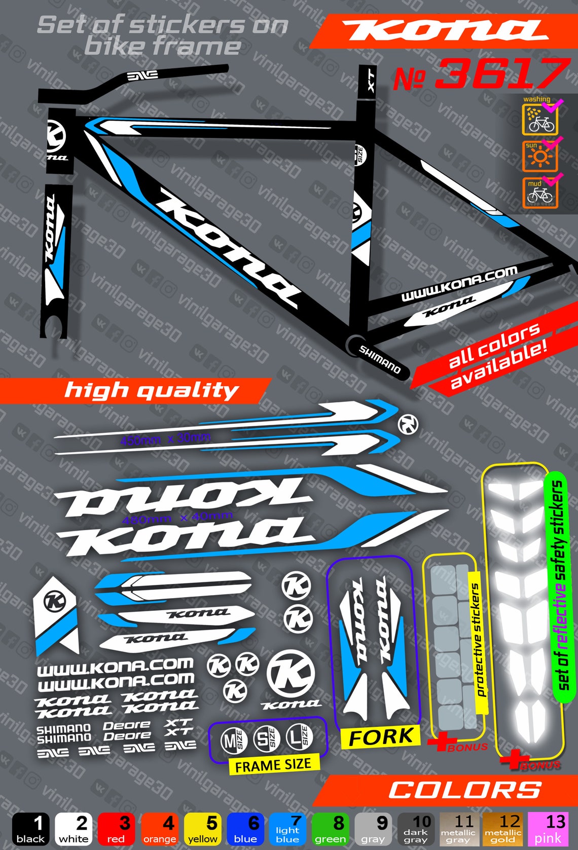 kona bike decals