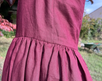 The Virginia, robe en lin bordeaux cousue main