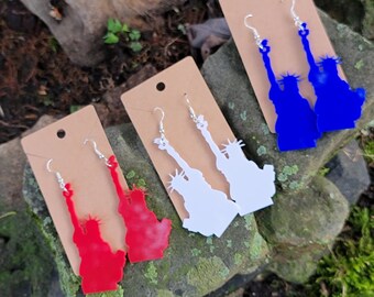 Statue of Liberty Fourth of July USA America Independence Day Acrylic Earrings