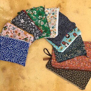 Trousse/Pochette doublée en tissu, avec zip, fermeture éclair, réutilisable, zéro déchet, pour cadeau ou petit rangement, emballage cadeau