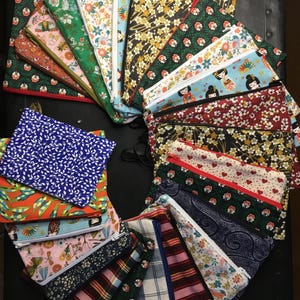 Trousse/Pochette doublée en tissu, avec zip, fermeture éclair, réutilisable, zéro déchet, pour cadeau ou petit rangement, emballage cadeau