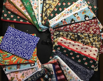 Trousse/Pochette doublée en tissu, avec zip, fermeture éclair, réutilisable, zéro déchet, pour cadeau ou petit rangement, emballage cadeau