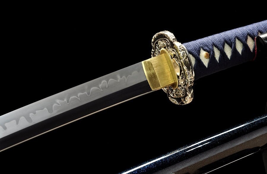黒檀手作り銅包みT 10焼刃血槽版唐直刀古兵器 武具　刀装具　日本刀　模造刀 黒檀手作り銅包みT 10焼刃血槽版唐直刀古兵器