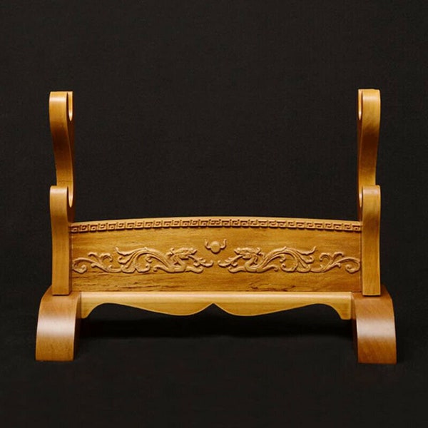 Handmade Samurai Sword Katana Stand Holder Double Layer Rack Base Display Natural Wood