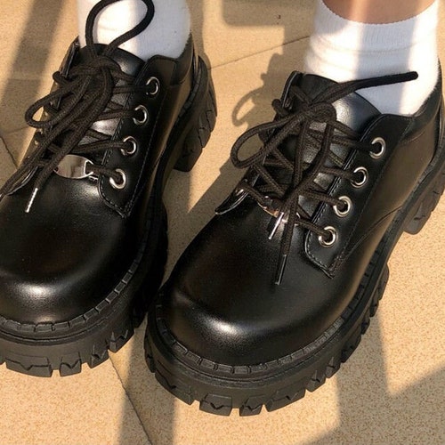 Chunky Super High Platform Boots Black High Heels Lolita - Etsy