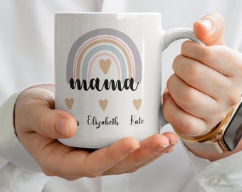 Personalized Mother’s Day Coffee Mug with Name -  11 Oz – 5 Design Options - Gift for Mom, Grandma, Wife – Customized Ceramic Tea Cup
