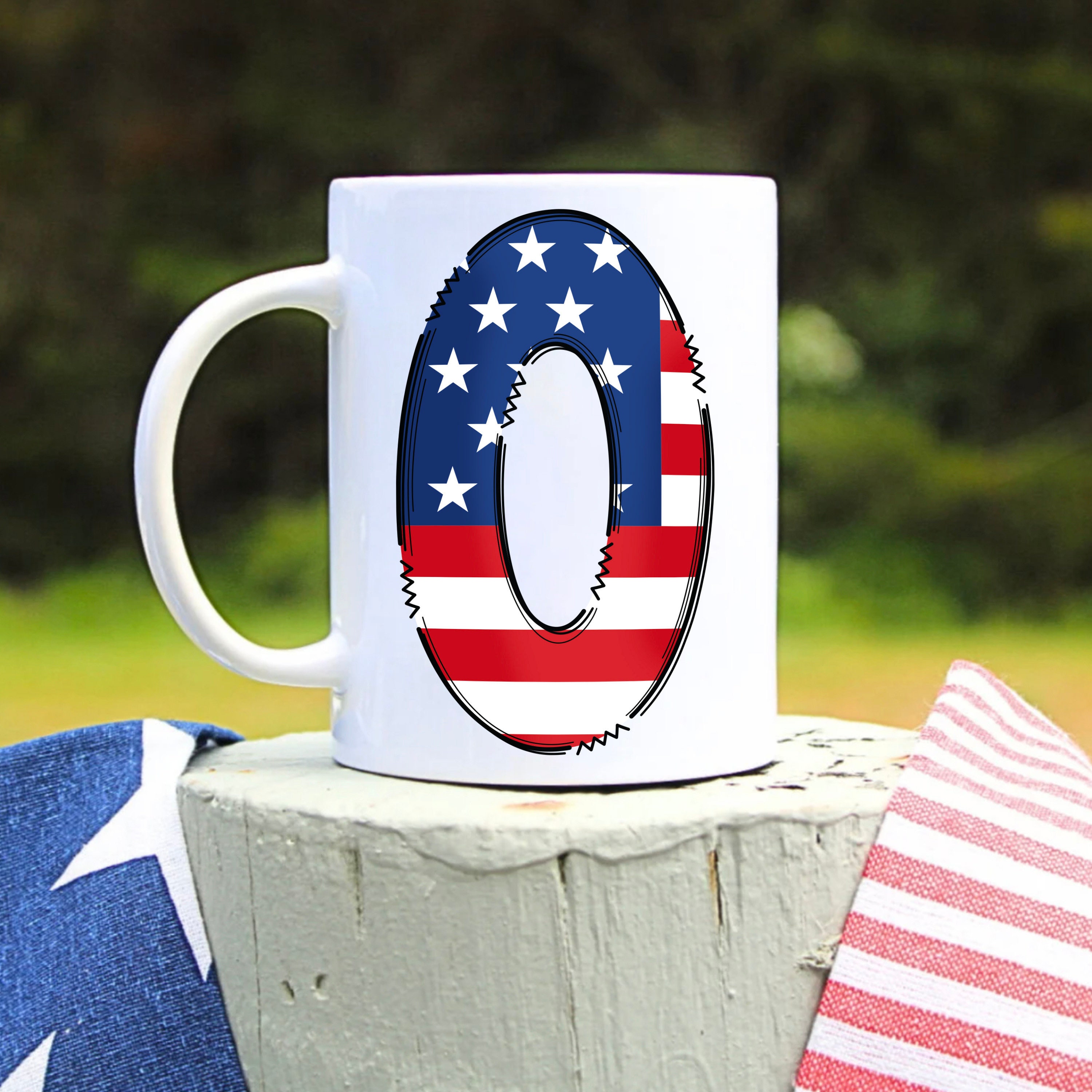 Personalized Initial Coffee Mug: American Flag Patriotic Cup - Etsy