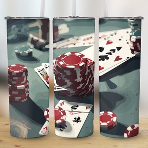 Carte da gioco 3D Design a sublimazione per tumbler skinny da 20 oz, avvolgimento dritto e affusolato, avvolgimento del tumbler, tumbler Png, stampa di download digitale istantaneo