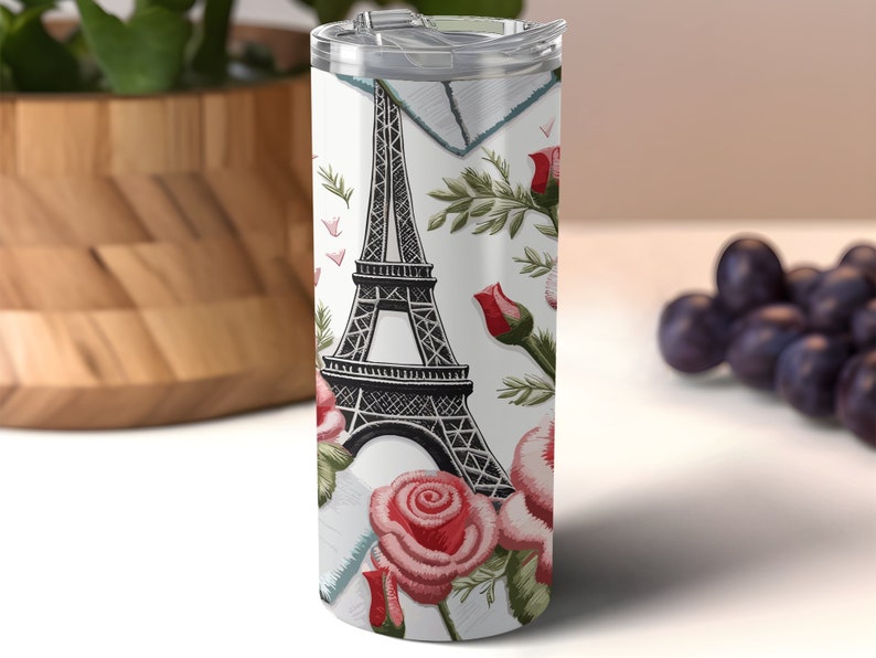 Eiffel Tower Tumbler Wrap Png, Floral Tumbler Wrap Sublimation