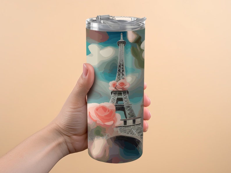 Eiffel Tower Tumbler Wrap Png, Floral Tumbler Wrap Sublimation