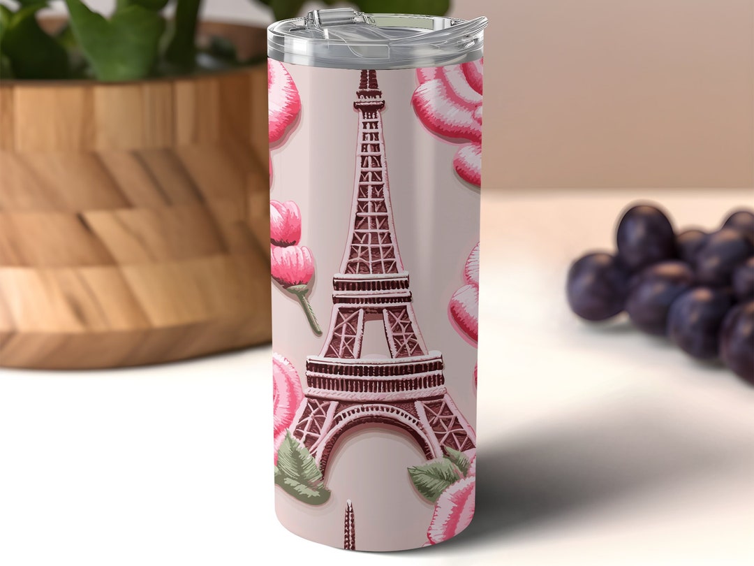 Eiffel Tower Tumbler Wrap Png, Floral Tumbler Wrap Sublimation