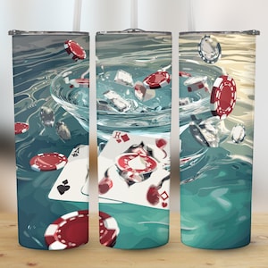 Gobelet de poker PNG, emballage de gobelet de poker, cartes à jouer gobelet de 20 oz, design sublime poker, cadeaux de poker, impression 3D en téléchargement numérique