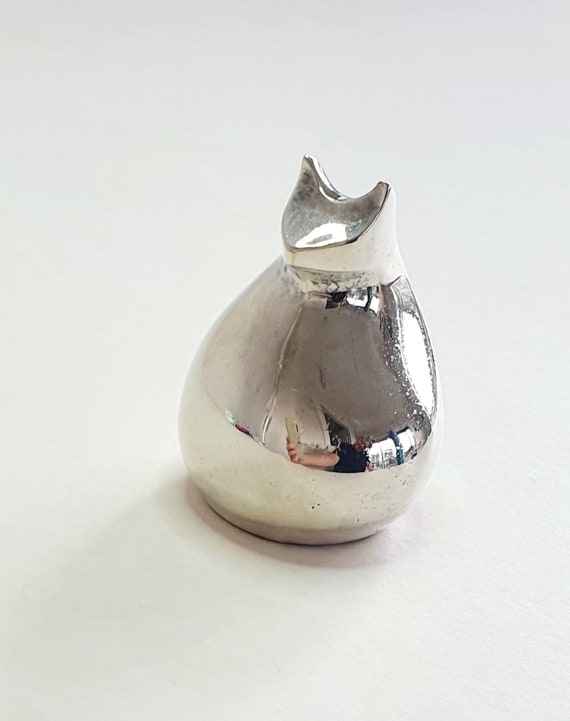 DANSK 置物 Vintage Dansk, Silver Plated, Modern Cat Paperweight - Etsy