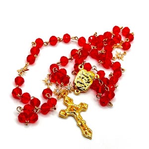 Confirmation Rosary | Red Rosary | Catholic Rosary | Crystal Rosary | Prayer Beads | Rosary | Holy Spirit Rosary | Holy Family Rosary