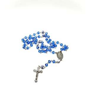 Marian Rosary | Blue Crystal Rosary | Blue Rosary | Crystal Rosary | Prayer Beads | Catholic Rosary | Prayer Beads