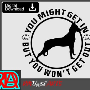 Je kunt instappen maar je komt er niet uit, Security Dog svg, Waakhond svg, Belgische Mechelse herder svg - SVG Cut bestand, Vector, Png, Silhouette