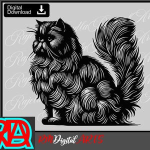 Persian Cat Silhouette, Persian Clipart, Persian Cut files - Instant Digital Downloads