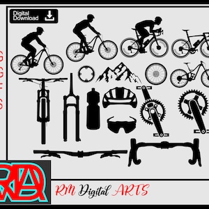 17 Mountainbike und Radfahrer Silhouette, Mountainbike Svg - MTB Cut File, Vektor, Png, Silhouette für MTB Liebhaber