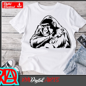 Gorilla Silhouette #2, Gorilla svg, Gorilla Clipart, Gorilla vector - Cut and Print file, Clipart Digital Downloads