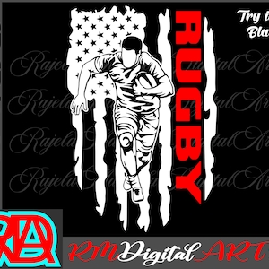 American Rugby Football Player - Rugby svg, Football svg, Patriotic US Flag svg - Cut and Print Digital Downloads