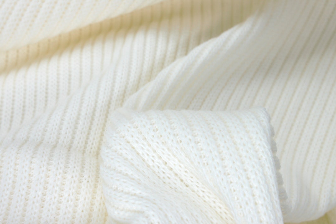 Chunky Cotton Knit Fabric Pearl White Etsy