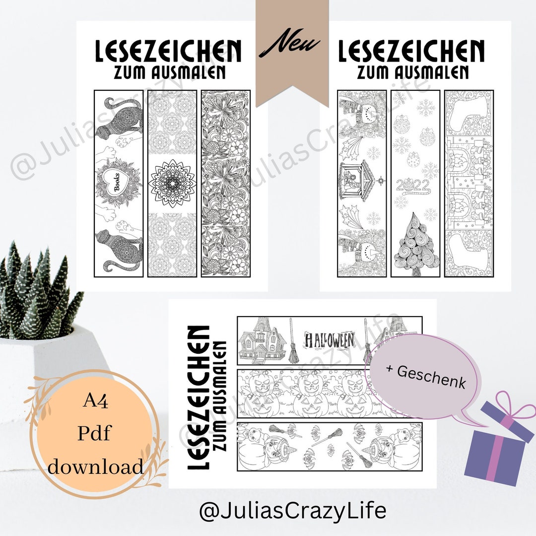 ausmalbilder lesezeichen