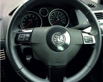 ASTRA H Mk5 fitting Gloss Carbon Fibre effect steering wheel trim (2004–2010)