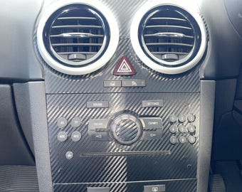 3D Carbon fibre effect centre dash surround trim to fit CORSA D (2006–2014) CD30 USB